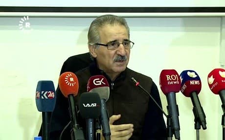 Mala Bakhtiar, head of the PUK executive body, speaks during a press conference in Sulaimani on February 2, 2019. Photo: Rudaw