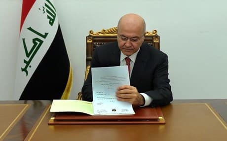 Barham Salih, president of the Republic of Iraq, signed the Fiscal Year 2019 Budget into law on February 4, 2019. Photo: Iraqi presidency