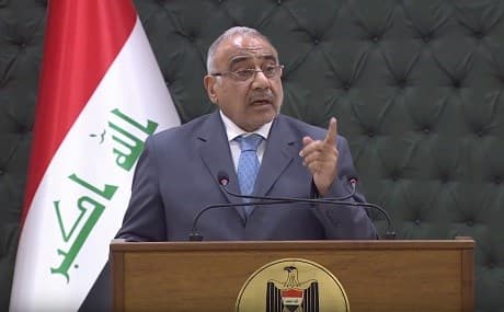 Iraqi Prime Minister Adil Abdul-Mahdi gives his weekly press conference in Baghdad, February 20, 2019. Photo: Prime Minister's Office / YouTube 