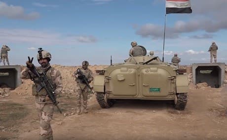 Iraqi Security Forces (ISF) reinforce the Iraq-Syria border, February 19, 2019. Photo: Iraq Defense Ministry video 