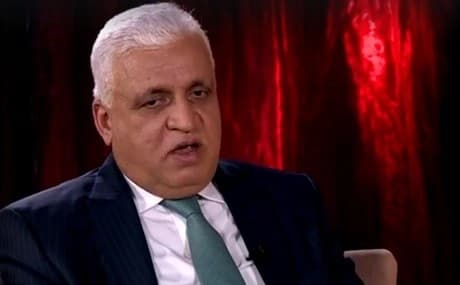 Falih Fayadh, Iraq’s national security adviser and head of the Hashd al-Shaabi Commission, speaks to Rudaw on the sidelines of the Erbil Forum, March 1, 2019. Photo: Rudaw TV