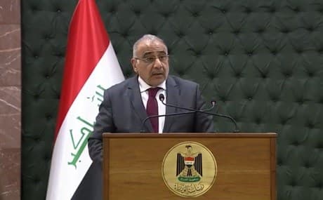 Iraqi Prime Minister Adil Abdu-Mahdi addresses his weekly press conference in Baghdad, March 5, 2019. Photo: PM's office / social media