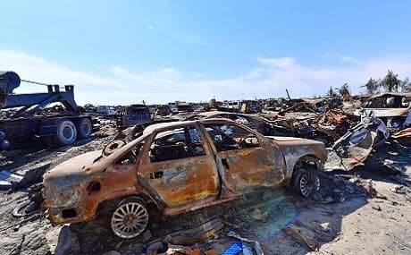 The Islamic State group's last bastion in the eastern Syrian village of Baghuz after the defeat of the jihadist group, March 23, 2019. Photo: Giuseppe Cacace / AFP