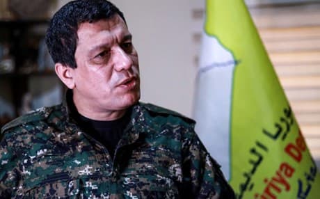 Mazloum Kobani, commander-in-chief of the SDF, speaks during an interview in the countryside outside Hasakah city on January 24, 2019. File photo: AFP