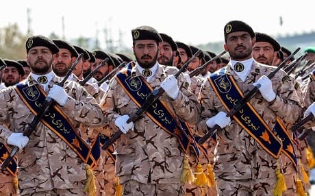 In this photo taken September 22, 2018 members of Iran's Revolutionary Guards Corps (IRGC) march during the annual military parade in Tehran marking the anniversary of the outbreak of the 1980-1988 war with Saddam Hussein's Iraq. File photo: AFP