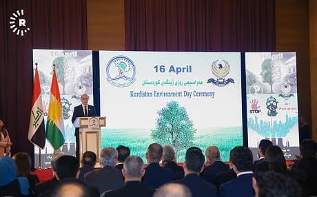 Halo Askary, head of the Kurdistan Regional Government’s Environment Protection Agency, speaks at the launch of a week-long environment campaign on April 16, 2019. Photo: Mohammed Shwani/Rudaw