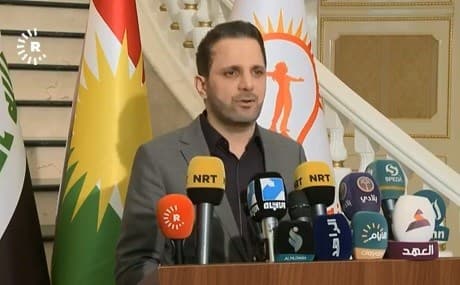 New Generation leader Shaswar Abdulwahid speaks at a press conference in Sulaimani on March 4, 2019. File photo: Rudaw TV