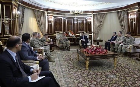 International members assisting the Kurdistan Region with Ministry of Peshmerga reforms meet with Kurdistan Region Security Council (KRSC) head Masrour Barzani (center right) in Erbil, Kurdistan Region of Iraq, on March 13, 2019. Photo: UK in Erbil