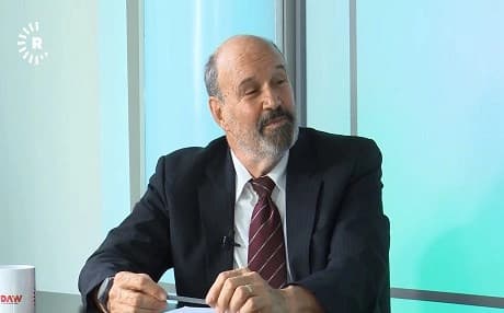 David Pollock, the Bernstein Fellow at the Washington Institute, speaks on Rudaw's The Washington Perspective on May 10, 2019, in Washington, D.C. Photo: Rudaw TV