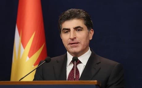 Incumbent KRG Prime Minister Nechirvan Barzani speaks to reporters on March 8, 2019. Photo: KRG