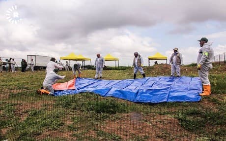 Joint UNITAD and Iraqi government teams begin work on exhuming a Yezidi mass grave in the village of Shingal on March 15, 2019. File photo: Mahdi Faraj / Rudaw