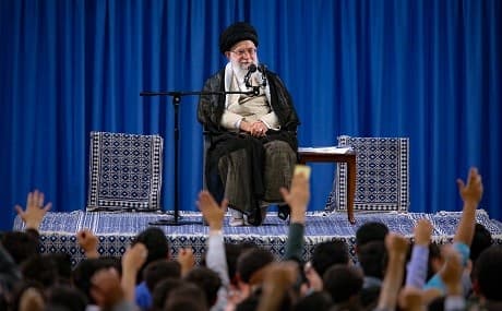 Iran’s Supreme Leader Ayatollah Ali Khamenei speaks to students at his Tehran residence, May 22, 2019. Photo: Khamenei's office