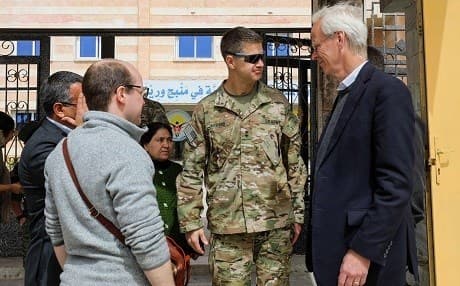 William Roebuck, the US deputy special envoy for the anti-Islamic State (ISIS) coalition (R) in Manbij in March. File photo: Delil Souleiman / AFP