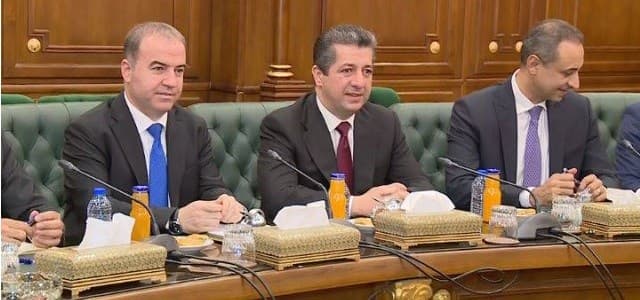 KRG Prime Minister Masrour Barzani (C) heads a KDP delegation in Sulaimani for government formation talks, June 17, 2019. Photo: Rudaw TV