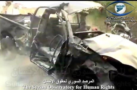 Car bomb outside of the Internal Security Forces Asayish building in Qameshli city in north eastern Syria. Photo: Syrian Observatory for Human Rights