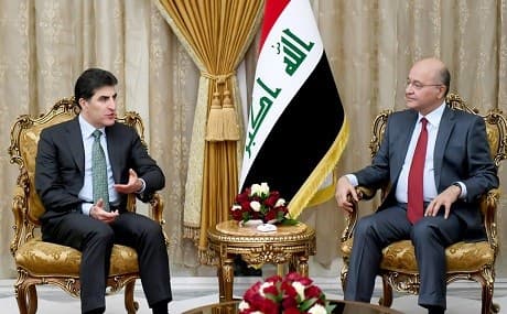 Kurdistan Region President Nechirvan Barzani (L) meets with Iraqi President Barham Salih in Baghdad, June 20, 2019. Photo: Iraqi Presidency 
