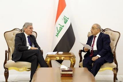 Iraqi Prime Minister Adil Abdul-Mahdi discusses electricity sector development with Siemens CEO Joe Kaeser on July 10, 2019. Photo: social media