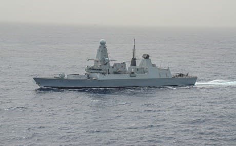The British Royal Navy's HMS Duncan patrols with Spanish and French ships (unseen) in the Mediterranean on June 20, 2019. Photo: HMRN