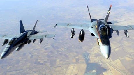 US F-18s flying operations over Iraq against the IS group. Photo: AFP/ US Air Force