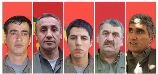 Wêneyê Serhed Varto û 4 gerîlayên PKKê ku di êrîşa balafirên Tirkiyê de hatine kuştin.