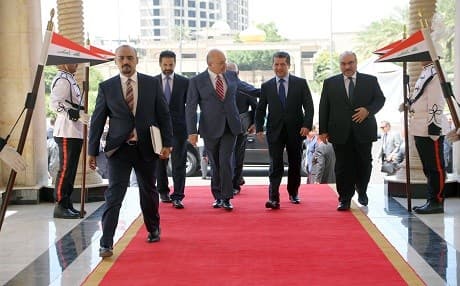Kurdistan Regional Government prime minister Masrour Barzani (second from right) visits Baghdad on July 16, 2019. Photo: Masrour Barzani social media 