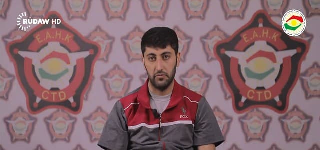 Kurdistan Region security officials released on July 26, 2019, a video confession from Mazlum Dag (Mazlum Mohammed Zaki) of his involvement in the killing of a Turkish diplomat earlier this month. Photo: Rudaw video via KRSC
