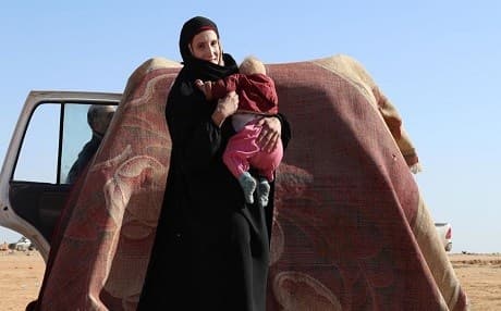 German national Leonora, who fled fighting between Syrian Democratic Forces (SDF) and Islamic State (ISIS) in Baghouz, Syria on January 31, 2019. Photo: AFP