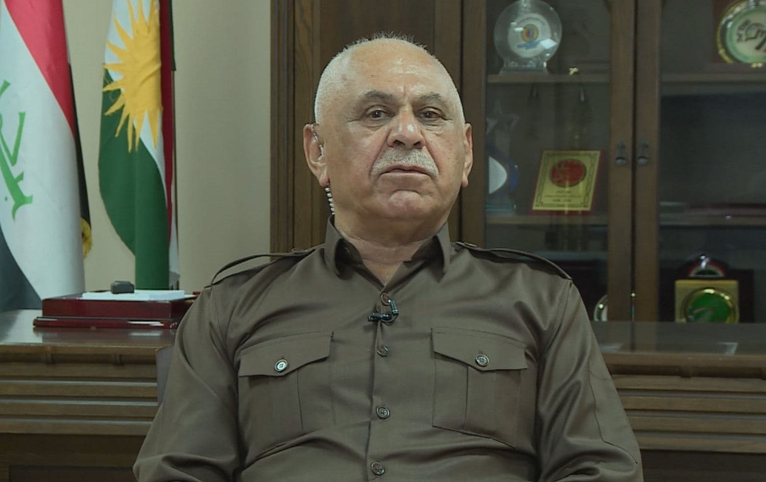 Sheikh Jaafar Sheikh Mustafah, Vice President of the Kurdistan Region and former Minister of Peshmerga, speaks to Rudaw TV, September 11, 2019. Photo: Rudaw TV  