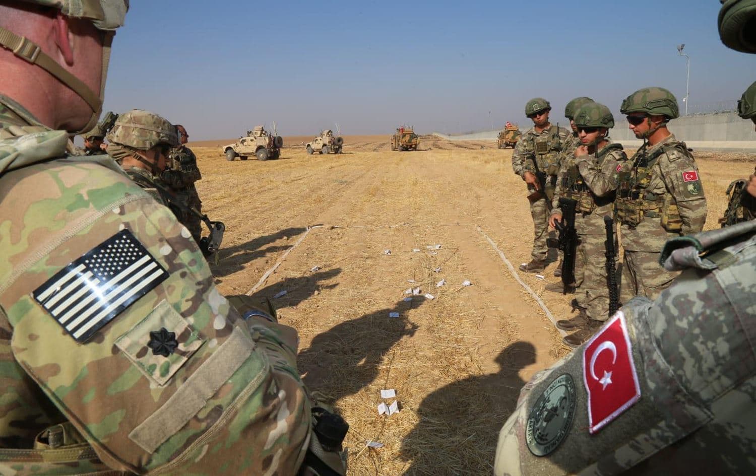 Soldiers participate in the third joint Turkey-US land patrol in northeast Syria on October 4, 2019. Photo: Turkey Ministry of National Defense