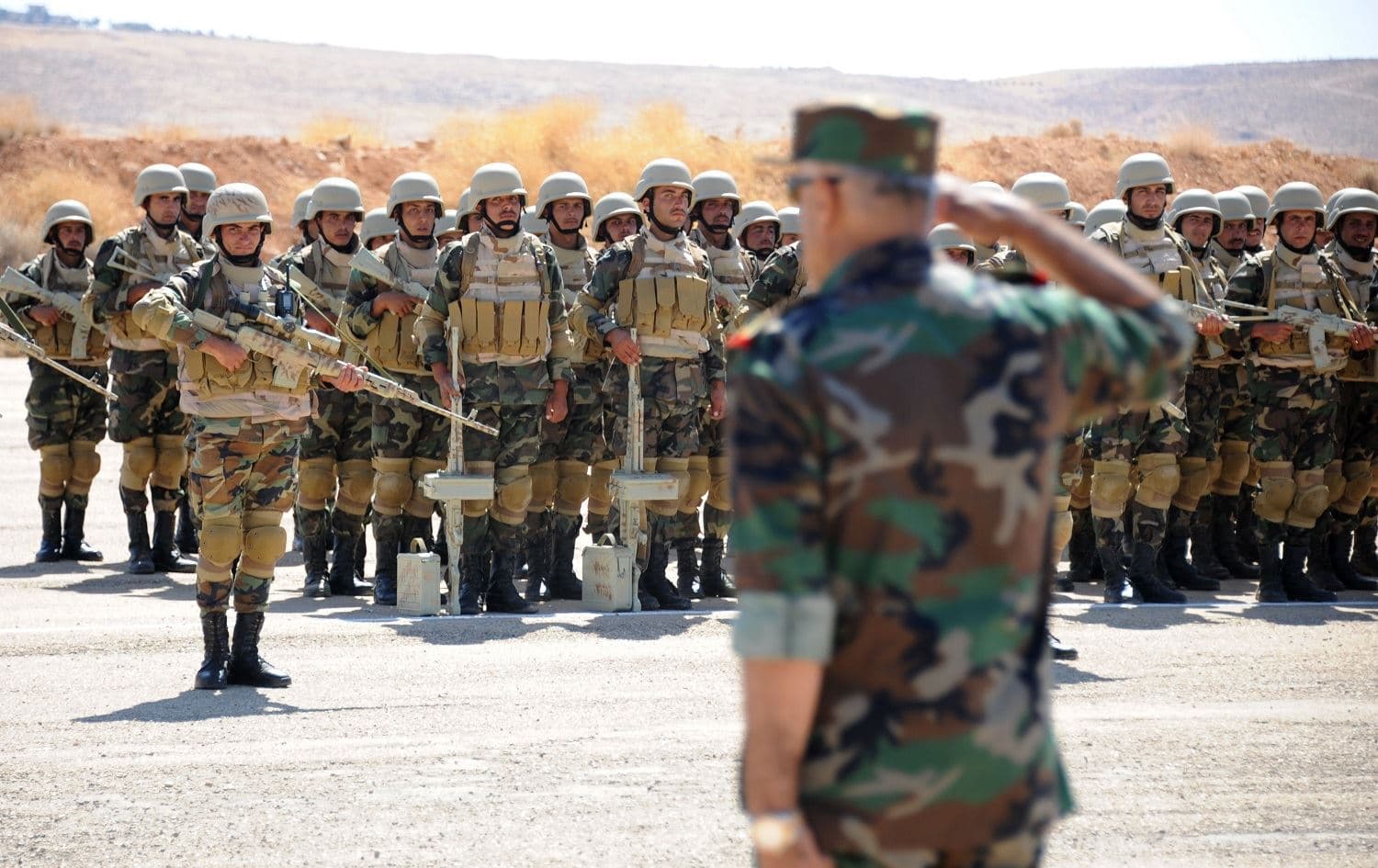 Syrian elite soldiers take part in an instruction session with Russian military trainers at an army base in Yafour, west of Damascus, September 24, 2019. File photo: Maxime Popov / AFP 