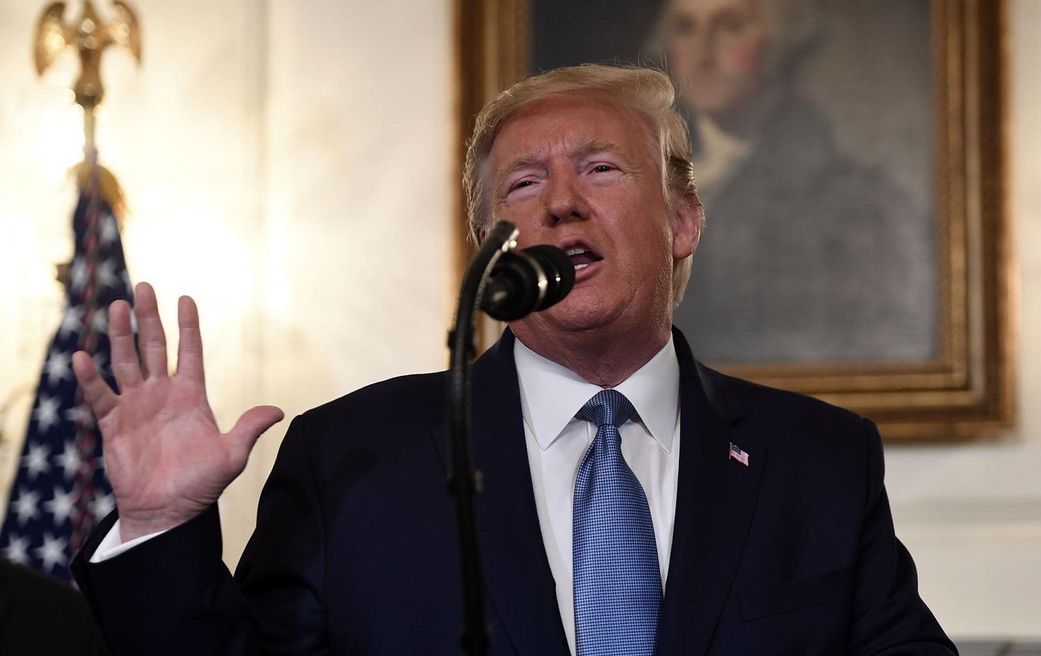 US President Donald Trump speaks about Syria in the Diplomatic Reception Room at the White House in Washington, DC, October 23, 2019. Photo: Saul Loeb / AFP 