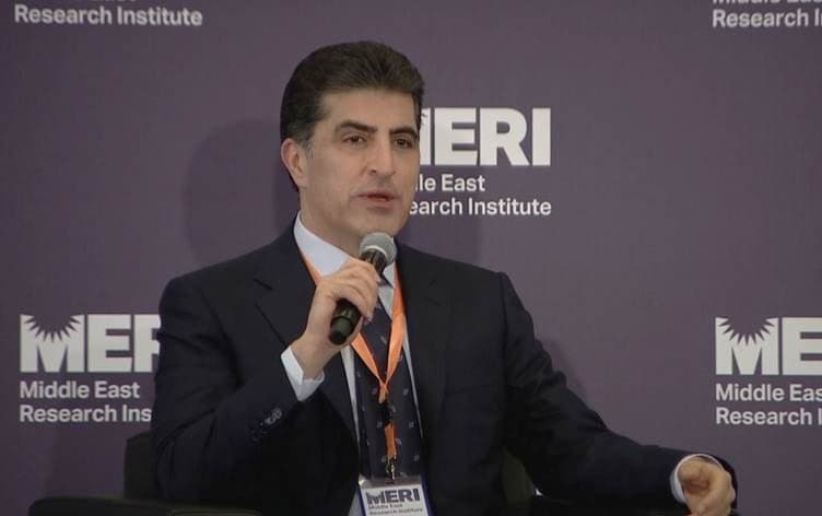 KRG President Nerchivan Barzani speaking at the 2019 MERI forum on November 5. 2019. Photo: Rudaw