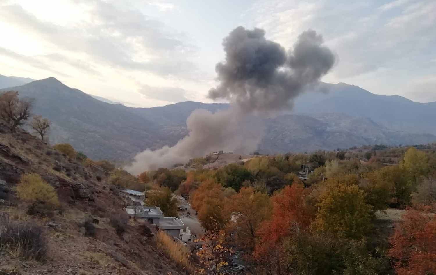 Turkish airstrikes on the village of Sarginel, Sulaimani province on November 26, 2019. Photo: Shaho Qandili 