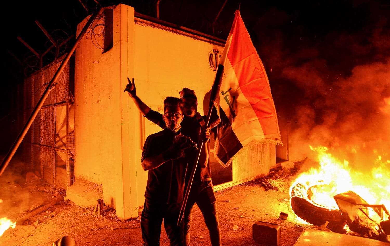 Flames consume Iran’s consulate in Iraq’s Shiite holy city of Najaf, November 27, 2019. Photo: AFP