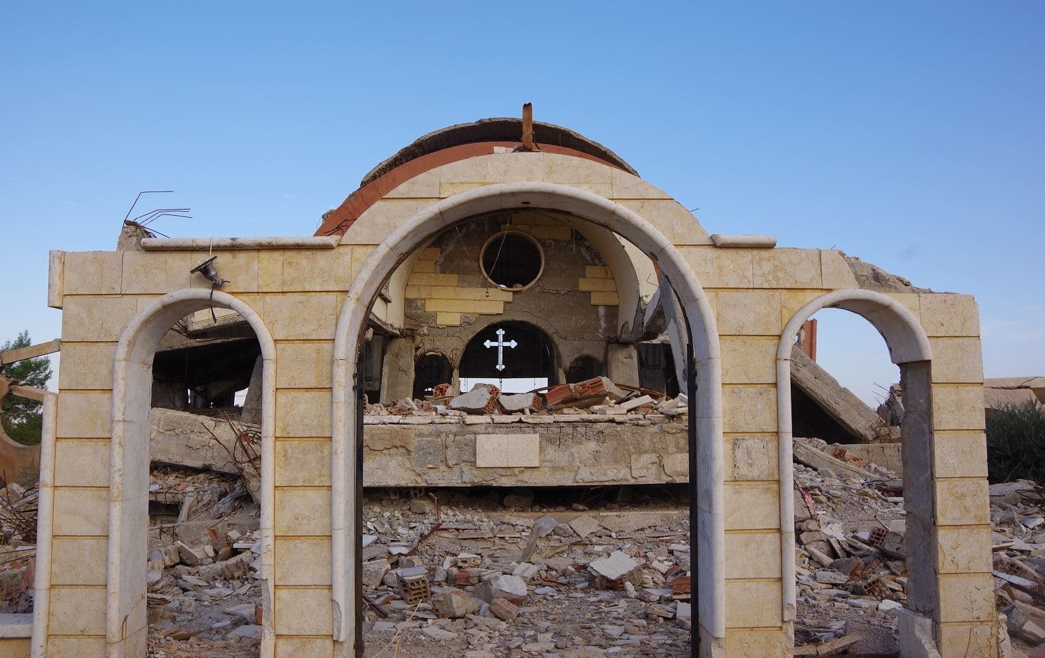 Tel Nasri's Assyrian church, destroyed by ISIS, as seen on November 25, 2019. Photo: Raphael Lebrujah