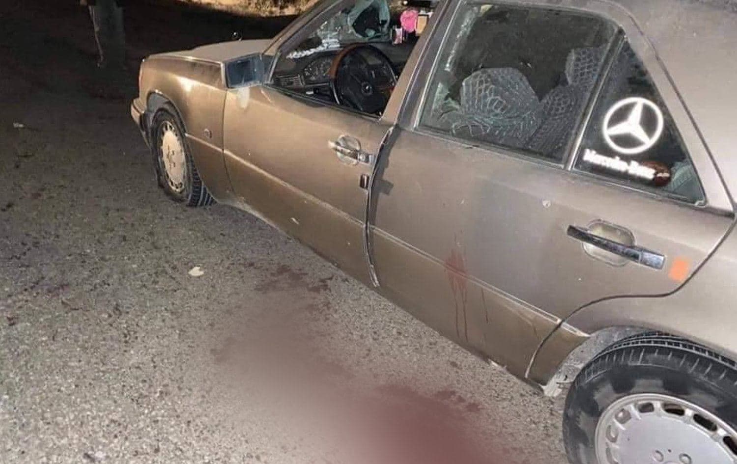 The Mercedes vehicle attacked by suspected ISIS members on Thursday, December 26 2019. Photo: Rudaw
