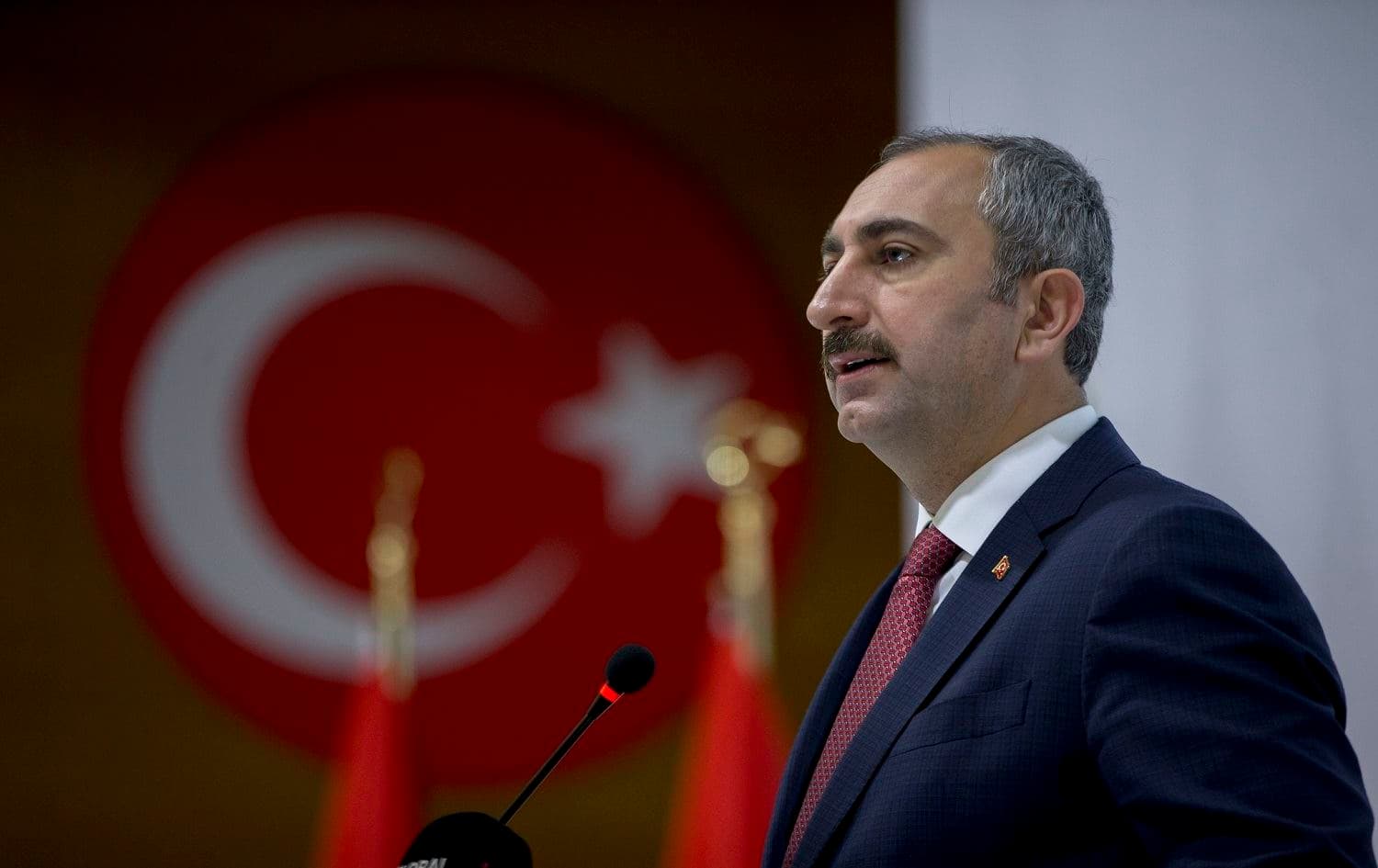 Turkish Justice Minister Abdulhamit Gul speaking at an event in Ankara on January 6, 2020. Photo: Twitter 