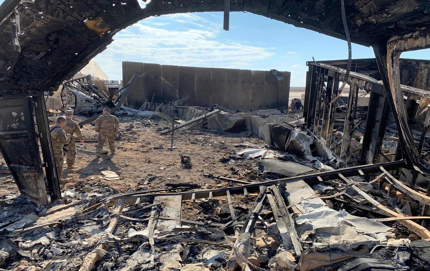 Damage to Ain al-Asad military base in Anbar as pictured on January 13. Photo: Ayman Henna/AFP