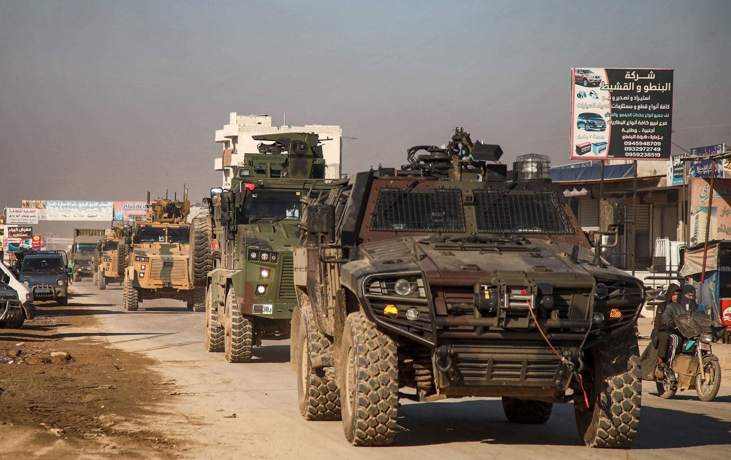 A Turkish military convoy of tanks and armoured vehicles in Idlib province on February 2, 2020. Photo: Aaref Watad/AFP