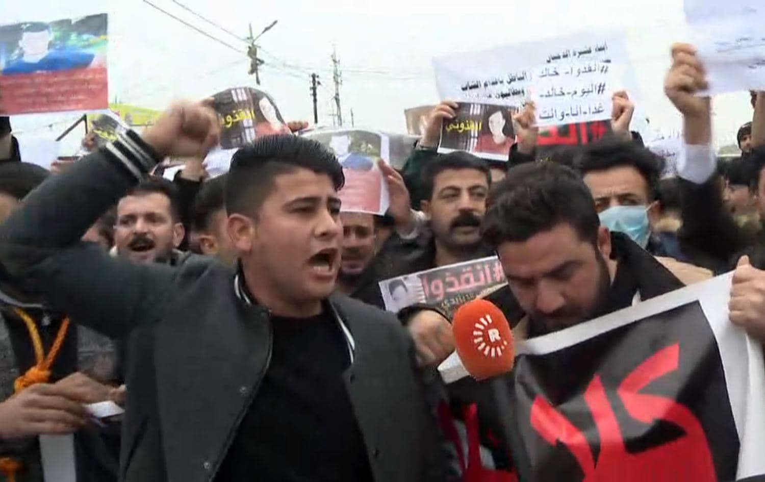 Yezidis in Shingal protest against Khalid Shamo's death sentence on Monday February 17, 2020. Photo via Rudaw