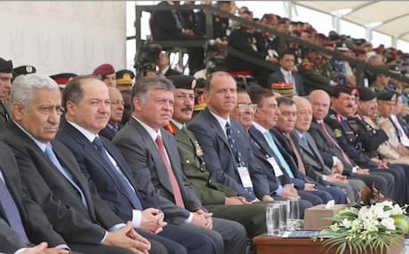 Kurdistan Region President Massoud Barzani (2nd from left) with Jordan's King Abdullah II, during an official visit to Amman, May 2014. Photo: KRP