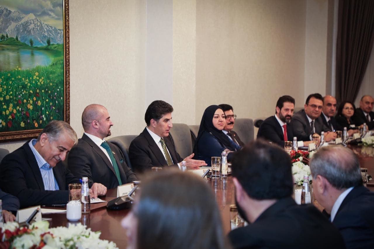 Kurdish leaders including President of the Kurdistan Region Nechirvan Barzani (second from left) meet to discuss Iraqi PM-designate Mohammed Tawfiq Allawi's cabinet plans on February 24, 2020. Photo: Kurdistan Parliament 