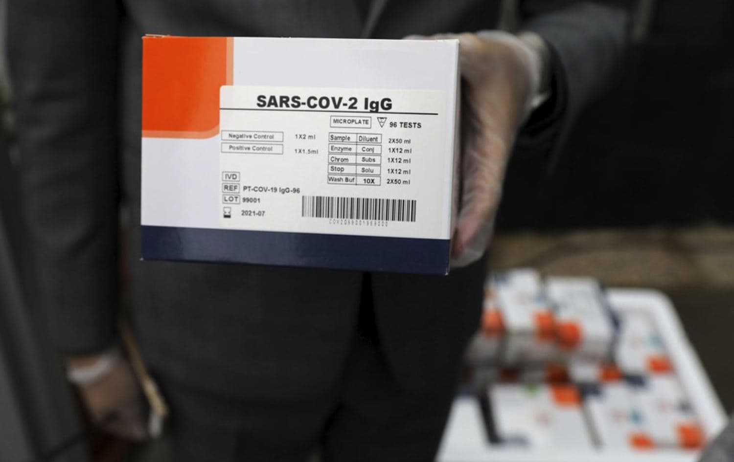 A coronavirus testing kit, Tehran, Iran, April 11, 2020. File photo: Ebrahim Noroozi / AP