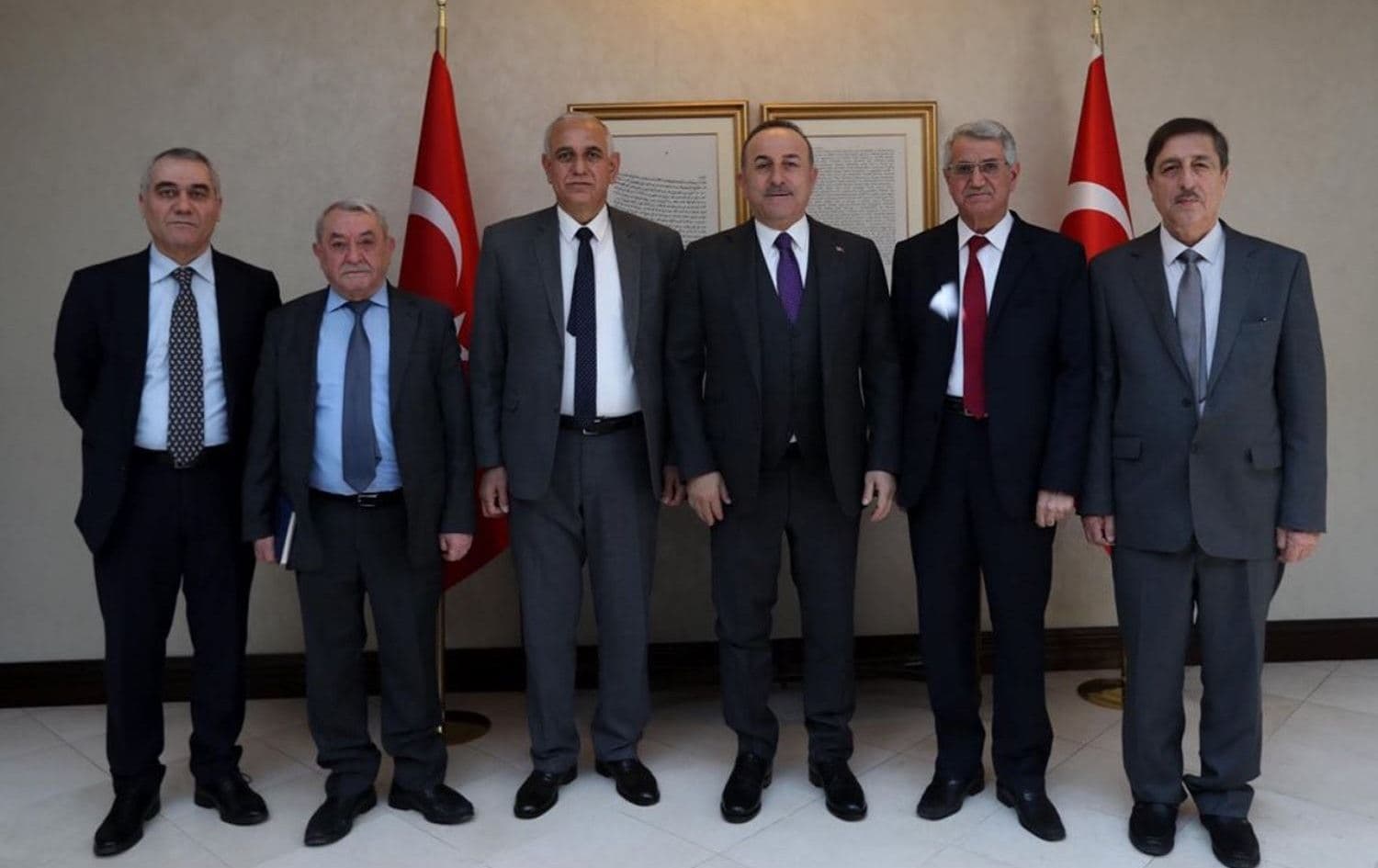 An ENKS delegation poses for a photo with Turkey's Foreign Minister Mevlut Cavusoglu in Ankara, February 19, 2020. Photo: Social Media