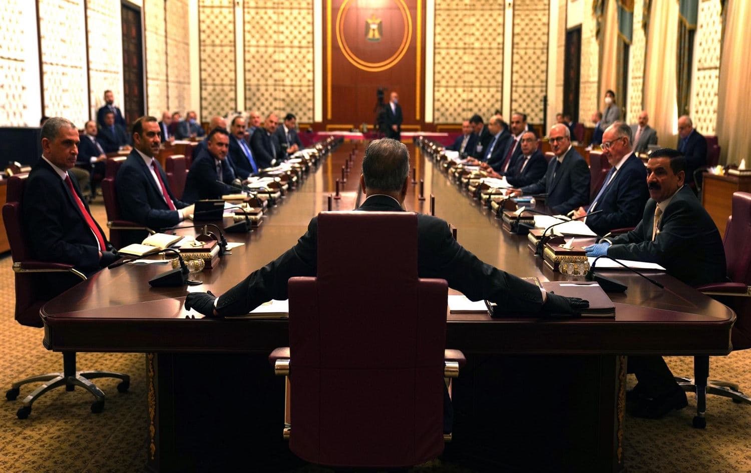 PM Kadhimi leads a cabinet meeting on May 9, 2020. Photo: Prime Minister's Office