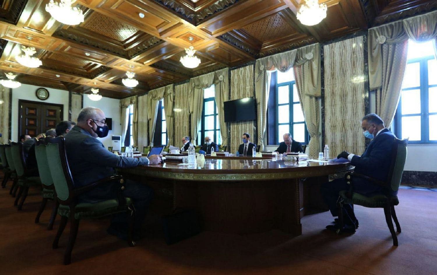Iraqi prime minister Mustafa al-Kadhimi chairs the Financial Reform Committee on May 30, 2020. Photo via PM office on Facebook