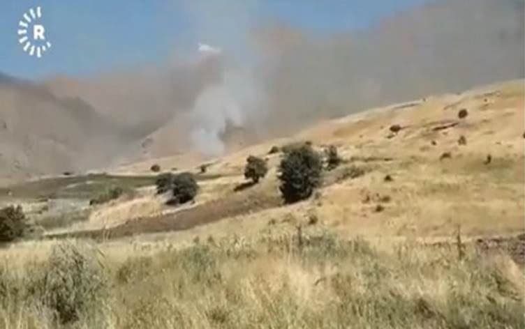 Iranian artillery shelling in Haji Omaran in July 2019. Screenshot via video submitted to Rudaw.