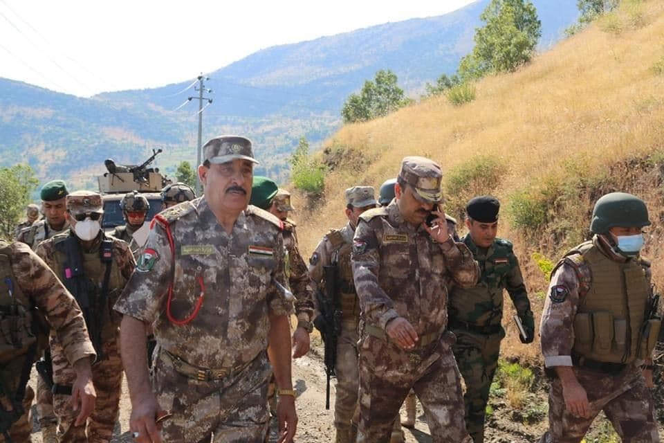 An Iraqi military delegation visits the Kurdistan Region-Turkey border area near the town of Zakho on June 22, 2020. Photo: Rudaw 