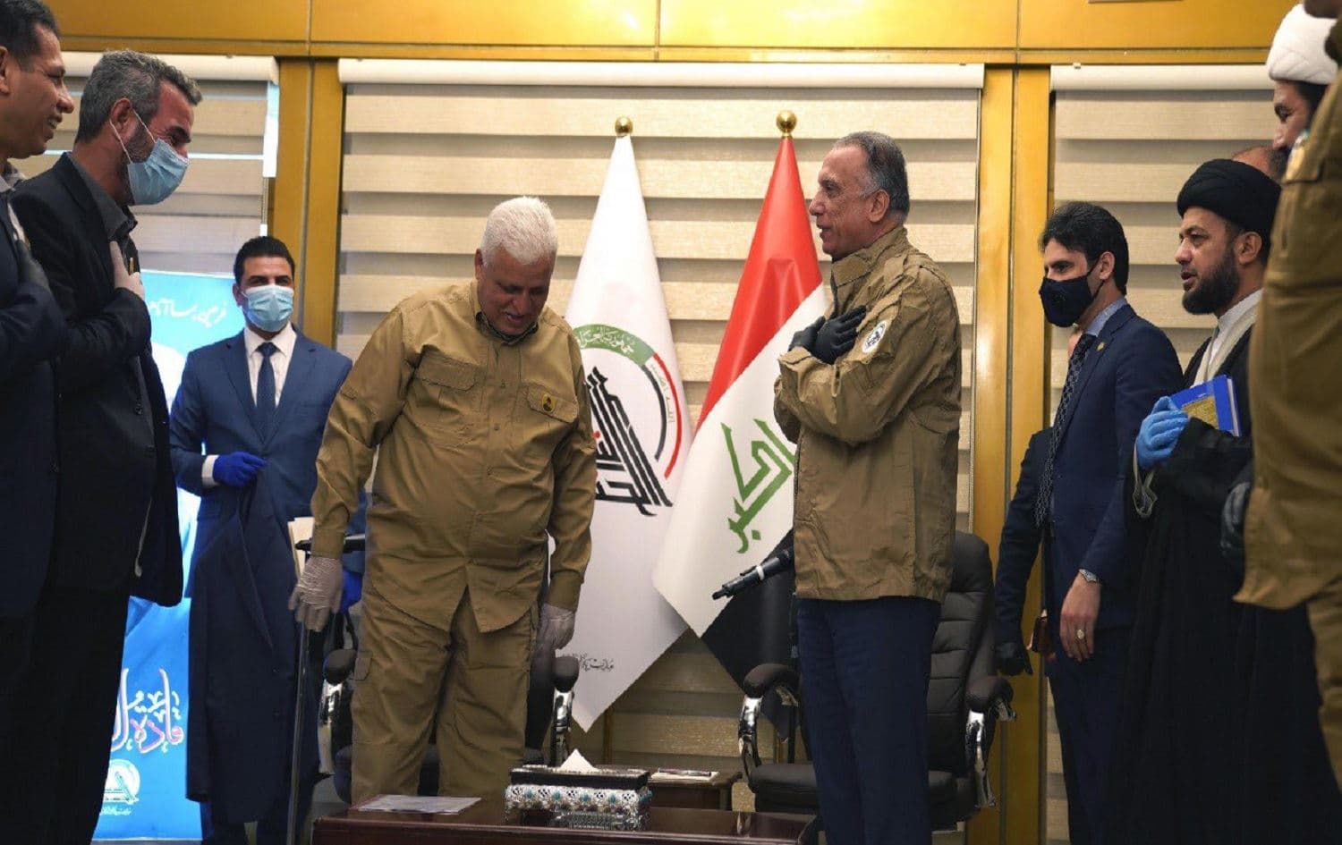 Iraqi Prime Minister Mustafa al-Kadhimi at the PMF headquarters in Baghdad on May 16, 2020. Photo: Prime Minister's media office