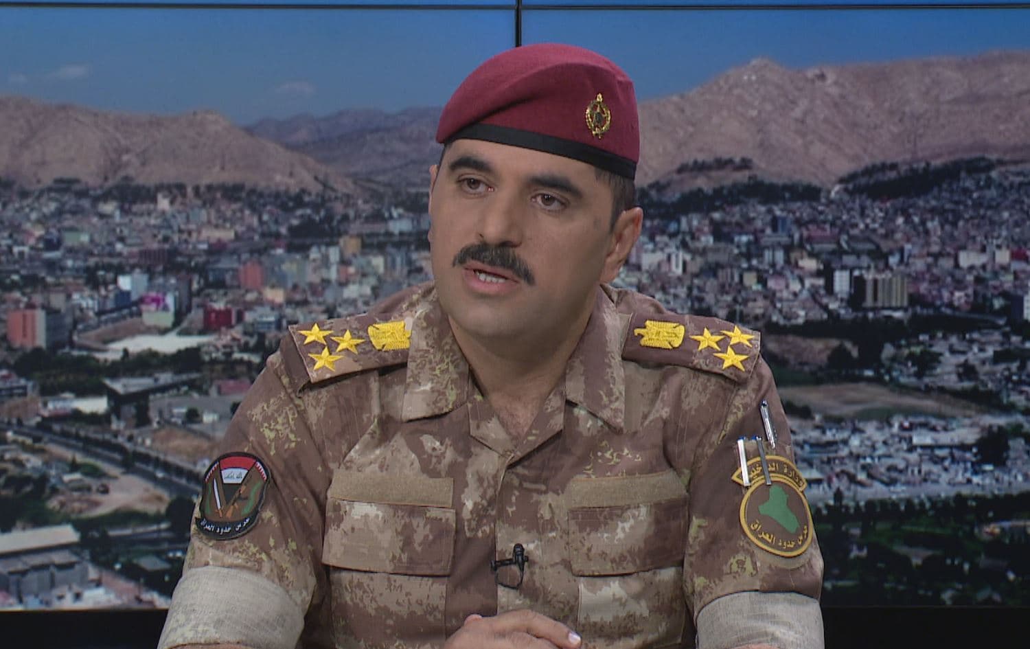 Iraqi Border Guards Force One commander Dler Farzanda speaks to Dildar Harki on July 9, 2020. Photo: Rudaw TV 